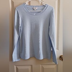 J Crew Light Blue 100 Percent Cotton  Teddie Sweater
